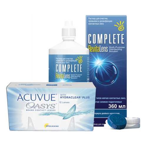 Контактные линзы Acuvue Oasys 12 линз R 8.4 -6.00 + Раствор Complete RevitaLens 360 мл в Аптека 36,6